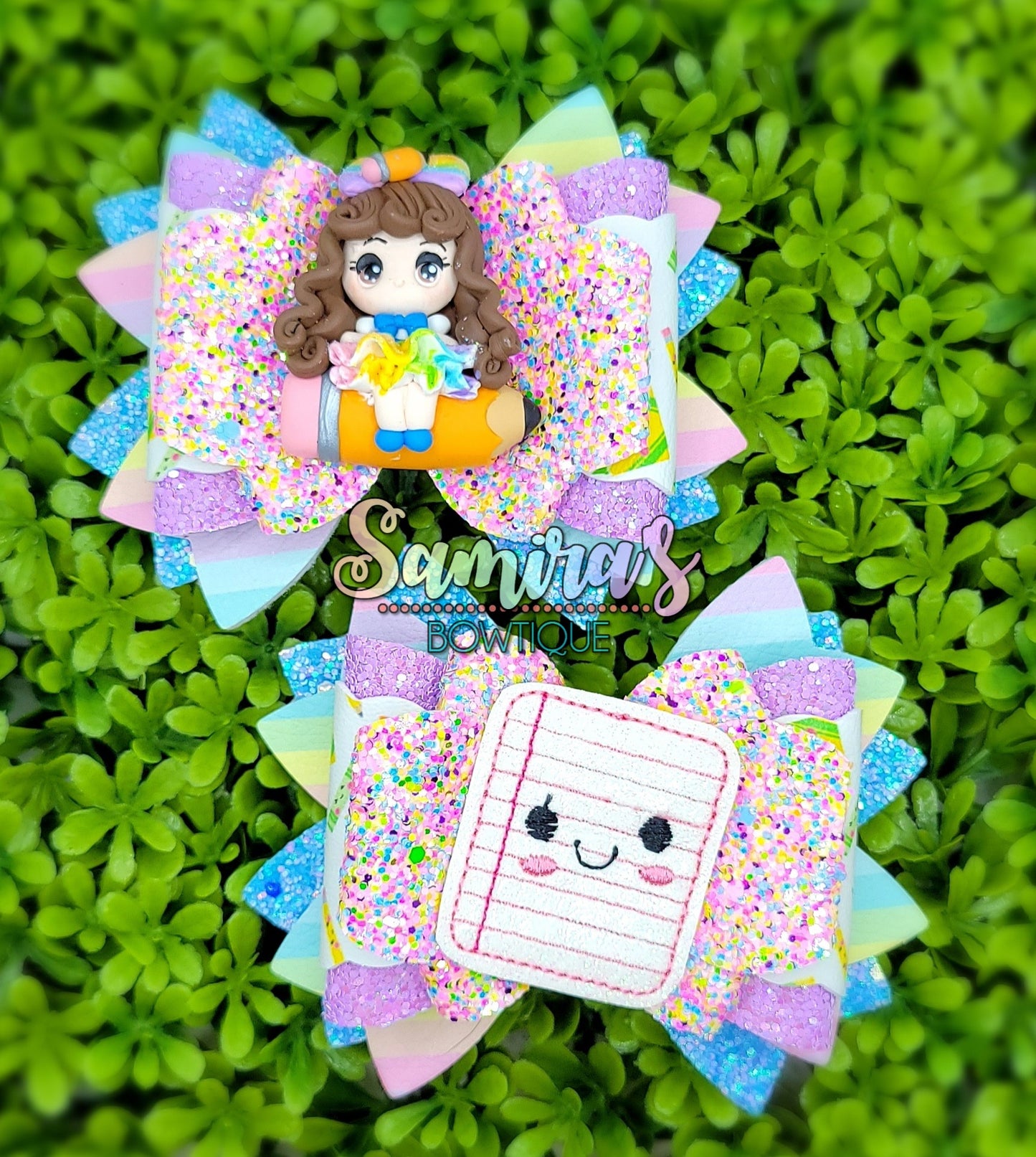 Rainbow dress girl and paper piggie set